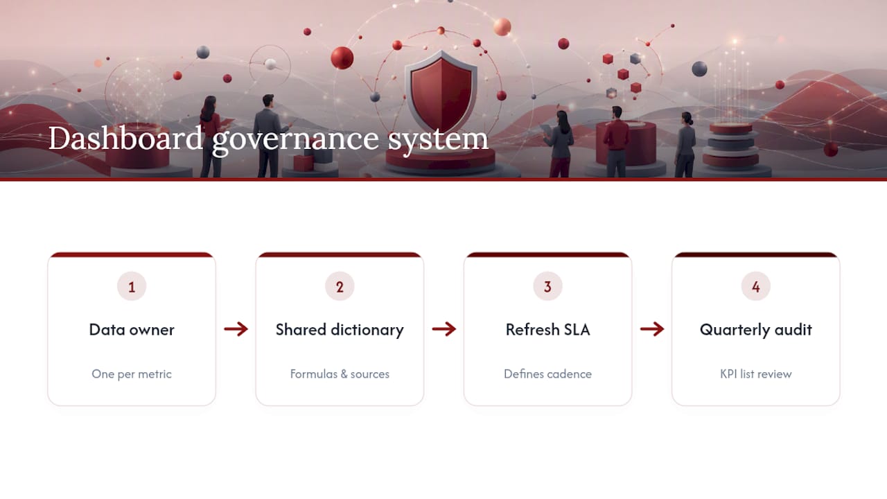 Dashboard governance framework with four components