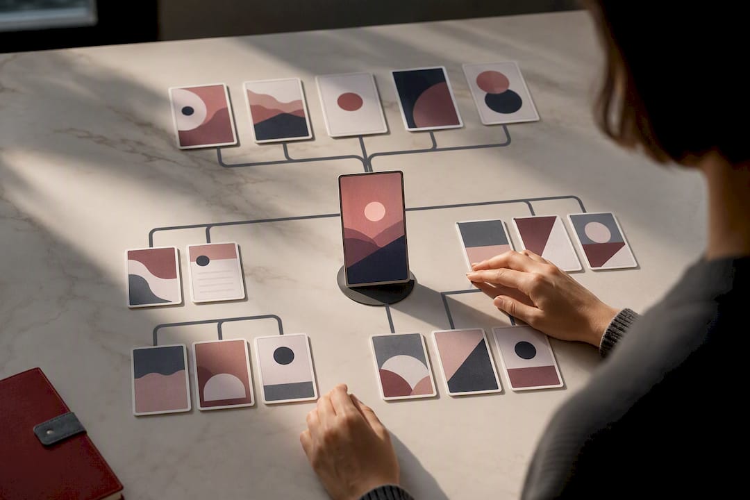 Illustrated matrix of creative ad variations